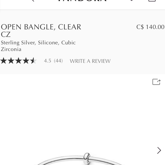 Silver Pandora Bangle Bracelet (x1 Retired Charm) - Picture 4 of 5